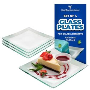 Elegant Tempered Glass Dessert Plates - Set of 4