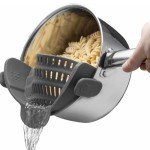 Adjustable Silicone Snap N Strain Pot Strainer - Gray