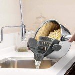 Adjustable Silicone Snap N Strain Pot Strainer - Gray