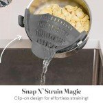 Adjustable Silicone Snap N Strain Pot Strainer - Gray