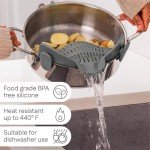 Adjustable Silicone Snap N Strain Pot Strainer - Gray