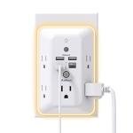 5-Outlet Surge Protector with USB Ports & Night Light