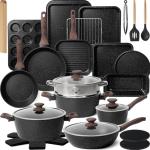 Kikcoin 31-Piece Nonstick Pots and Pans Set