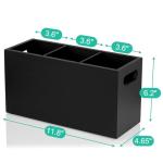Black Wooden Utensil Holder – 3 Compartment Caddy
