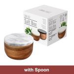 Acacia Wood Salt Cellar with Marble Lid and Spoon