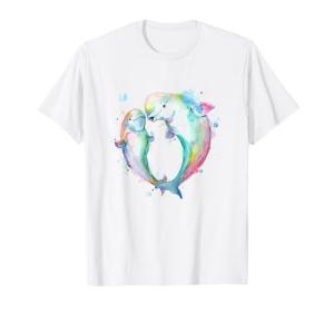 Cute Beluga Whale Couples Watercolor T-Shirt