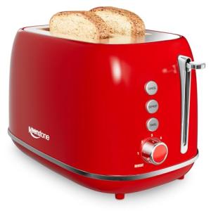 Retro 2-Slice Stainless Steel Toaster - Red
