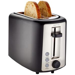 Sleek Black & Silver 2-Slice Toaster for Bagels