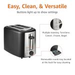 Sleek Black & Silver 2-Slice Toaster for Bagels