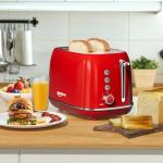 Retro 2-Slice Stainless Steel Toaster - Red