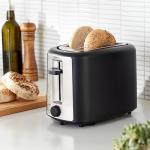 Sleek Black & Silver 2-Slice Toaster for Bagels