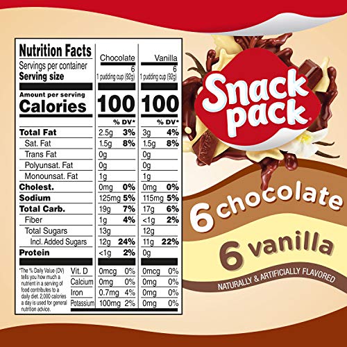 12 Count Snack Pack Pudding Cups - Chocolate and Vanilla