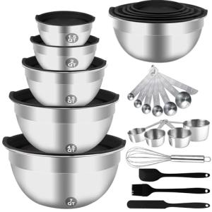 25-Piece Stainless Steel Mixing Bowls Set