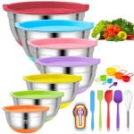 Colorful Stainless Steel Mixing Bowls with Lids