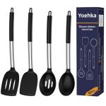 Silicone Cooking Utensils Set with Stainless Steel Handles