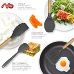 Silicone Cooking Utensils Set with Wooden Handles
