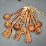 10-Piece Natural Teak Wooden Cooking Spoon Set