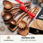 Teak Wooden Utensil Set - 10 Non-Scratch Tools