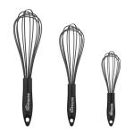 NileHome Silicone Whisk Set - 3 Pack Black