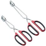 HINMAY Stainless Steel Scissor Tongs Set of 2
