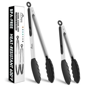 HOTEC Stainless Steel Kitchen Tongs Set - 2 Sizes