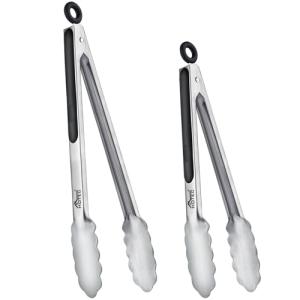 Hotec Stainless Steel Locking Kitchen Tongs Set