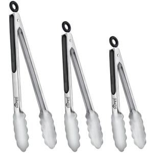 Hotec Stainless Steel Kitchen Tongs Set of 3
