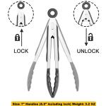 HINMAY 7-Inch Small Silicone Tongs Set of 3