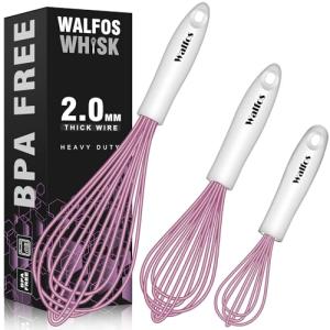 Walfos Silicone Whisks - 3 Pack, Pink