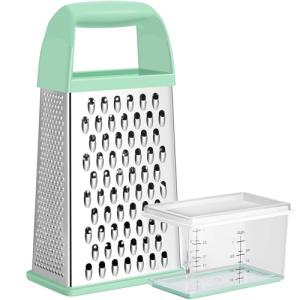 Mint Green Handheld Cheese Grater with Container