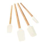 4-Piece Silicone Spatula Set with Wooden Handles