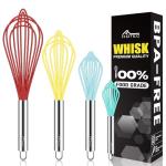 HOTEC 4-Piece Silicone Whisk Set for Cooking