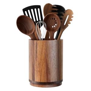 Acacia Wood 360° Rotating Utensil Holder