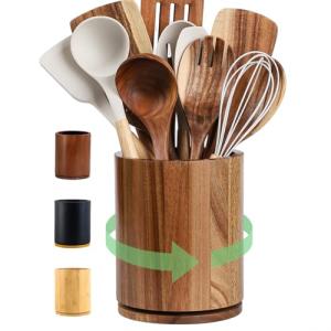 Gorsent 360° Rotating Wooden Utensil Holder