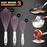 Walfos Silicone Whisks - 3 Pack, Pink