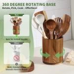 Gorsent 360° Rotating Wooden Utensil Holder