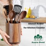 Acacia Wood 360° Rotating Utensil Holder