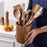 Gorsent 360° Rotating Wooden Utensil Holder