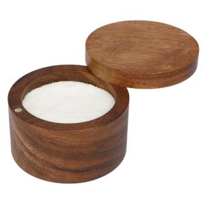 Acacia Wood Salt Cellar with Magnetic Lid