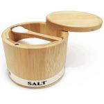 Bamboo Salt Box with Swivel Lid and Spoon