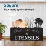 Extra Large Wooden Utensil Holder with 4 Compartments