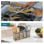 Extra Large Matte Black Utensil Holder with Wood Base