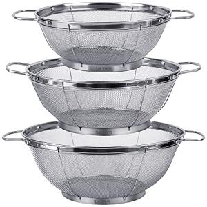 3 Pack Stainless Steel Colander Set with Handles