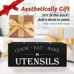 Extra Large Wooden Utensil Holder with 4 Compartments