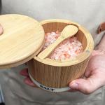 Bamboo Salt Box with Swivel Lid and Spoon
