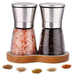 Salt and Pepper Grinder Set with Wooden Tray