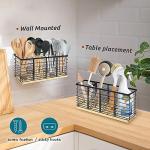 Extra Large Matte Black Utensil Holder with Wood Base