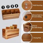 Acacia Wood Kitchen Utensil Holder with 4 Compartments
