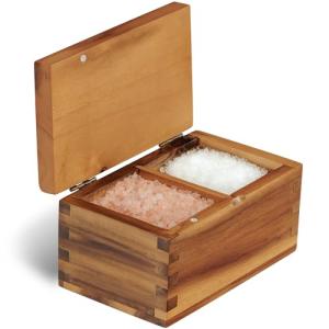 Demigo Acacia Wood Salt Cellar with Lid