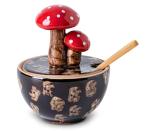 Brown Ceramic Mushroom Salt Cellar and Spoon
